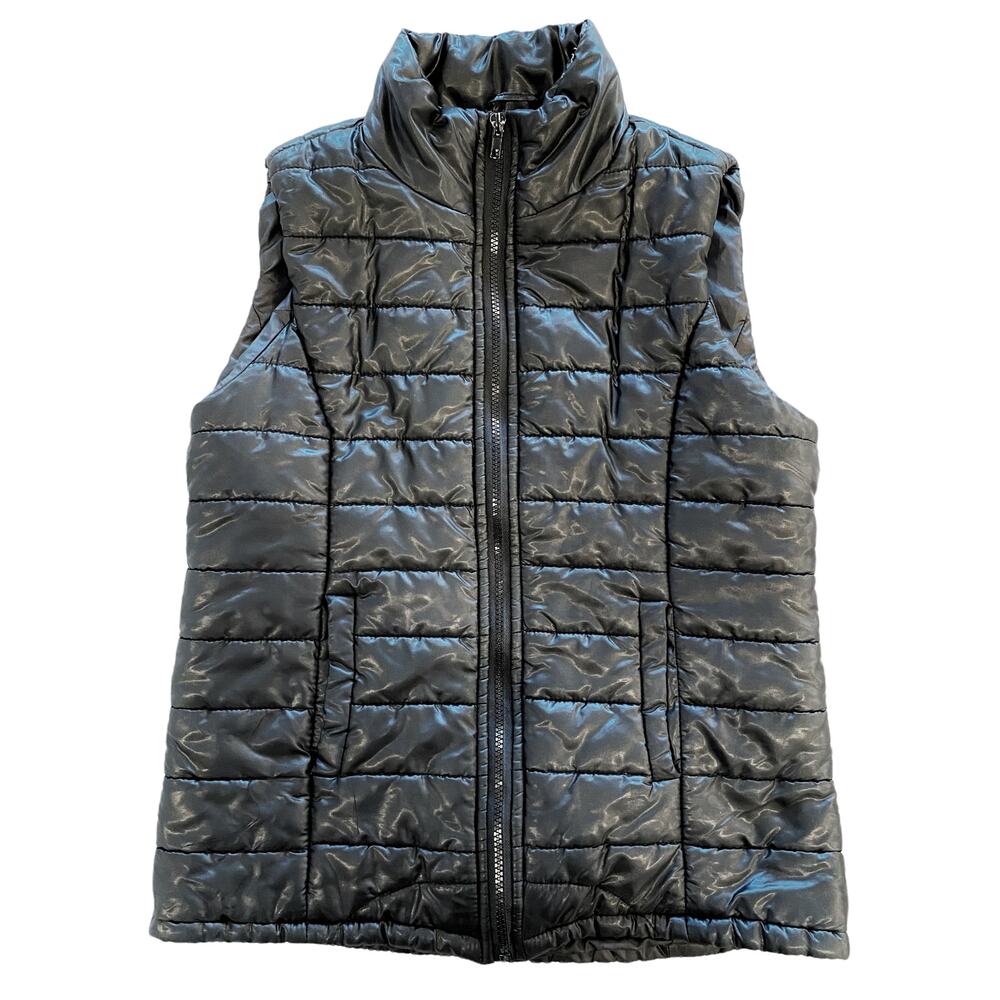Rue 21 Black Puffer Zip Up Vest Juniors Size L